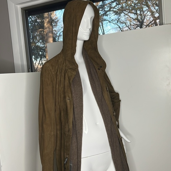 Roncarati Sz 40 Italian Suede Angora Front Button Trench Jacket - Picture 6 of 16